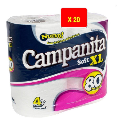 Papel Higiénico Campanita 80 Metros X 2 Bolsones