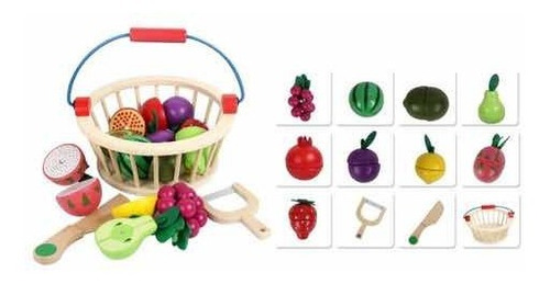 Juego Canasto De Madera Con Frutas Para Cortar Cadaques Kids