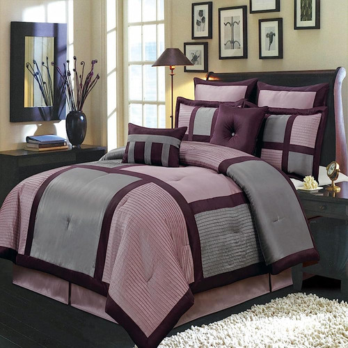 Royal Hotel Bedding Morgan Purple And Gray King Size Luxury 