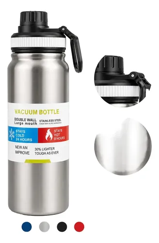 Garrafa Térmica Inox 800ml Squeeze Academia Antivazamento Prata