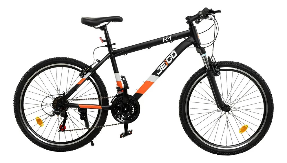 Bicicleta Mtb Jeico K1 Acero 21v Rodado 24 V-brake Color Negro/naranja