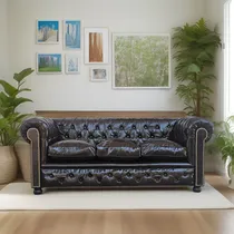 Comprar Sofa Chesterfield Sillon Chester 3 Cuerpos Cuero Vacuno Real