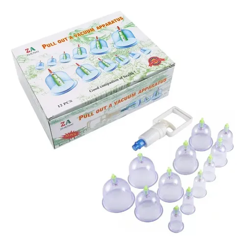 Kit 12 Ventosas com Bomba Ventosaterapia Massoterapia Chines - foto 1