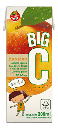 Jugo Big C 200ml Pack X27 Sabor Durazno Suchina Sa