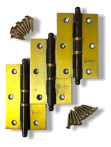 Comprar Cartela com 3 Dobradiças Porta Janela Madeira 3 1u002F2 Solufer Cor Dourada