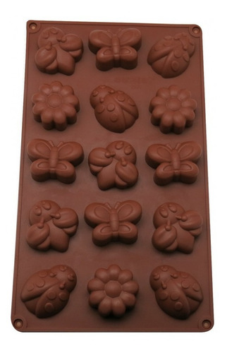 Molde De Silicona Chocolates Insectos Y Flores X15 Cavidades