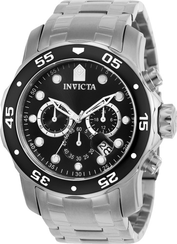 Reloj Invicta Pro Diver 0069 para hombre: plateado, color de la correa: plata, color del bisel: negro, color de fondo: negro