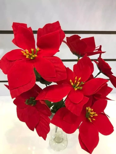 10 Buquê Flor De Natal Artificial Bico De Papagaio Vermelho | MercadoLivre