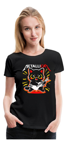 Polera Metallicat Cat Gato Banda Musica Rock Mujer Niña