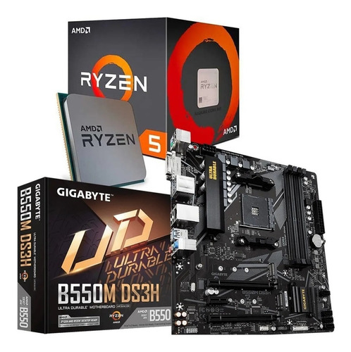 Kit Amd Ryzen 7 5700g + Gigabyte B550m Ds3h + 2x8gb 3200mhz Cor Preto