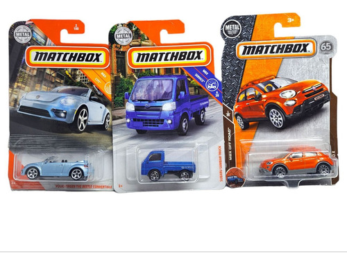 Lote De 3 Carritos Matchbox Volksgawen Fiat Subaru Sambar