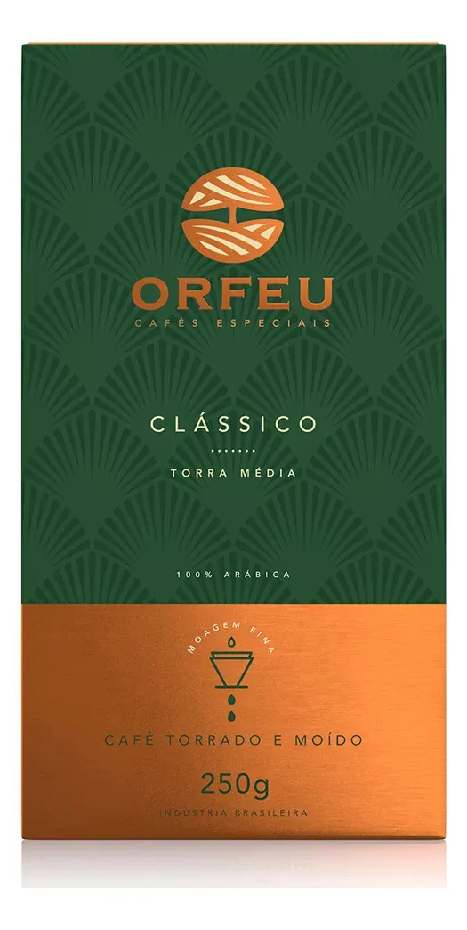CAFÉ TORRADO E MOÍDO ORFEU CLÁSSICO 250G TORRA MÉDIA 100% ARÁBICA