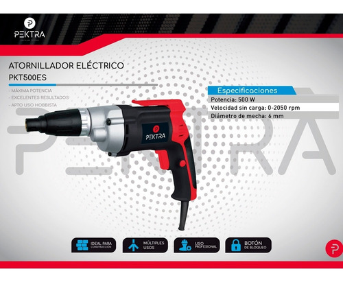 Imagen 2 de 6 de Atornillador Placas De Yeso Durlock Reversible 500w Pektra