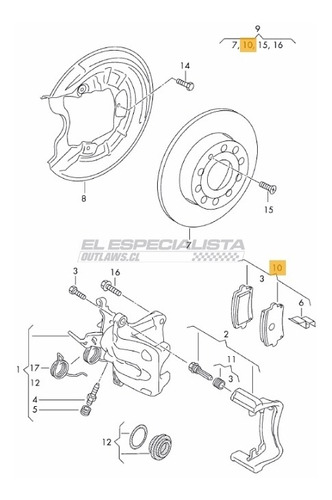 Pastilla De Freno Trasera Volkswagen Golf V (plus) 2003