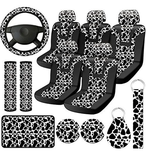 Set De Accesorios Para Coche Con Estampado De Vaca, 17 Pieza