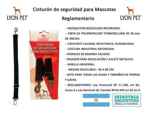Imagen 4 de 10 de Cinturon De Seguridad Para Mascotas Reglamentario El Mejor!!