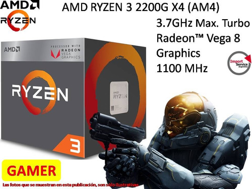 Microprocesador Amd Ryzen 3 2200g X4 Am4 Radeon Vega 8 Gamer