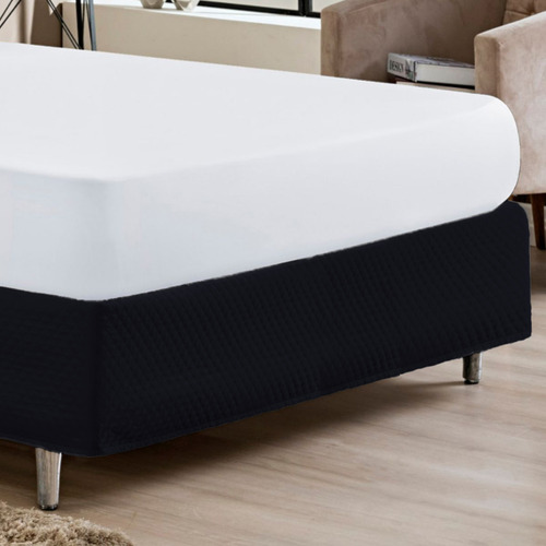 Saia Box Matelada Com Elástico Casal Preto