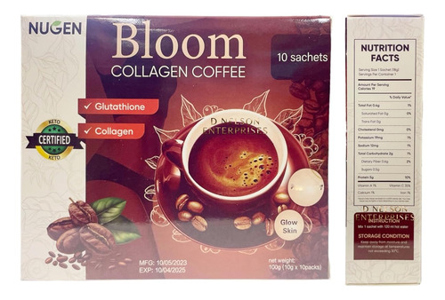 Bloom - Café De Colágeno De Nugen 0.35 Oz X 10 Sobres