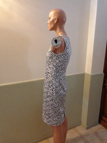 Graciela Naun Vestido Color Gris/blanco Y Negro Talle S
