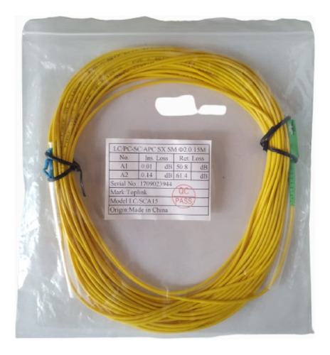 Patch Cord Fibra Optica Lc/pc A Sc/apc Monomodo De 15 Mts