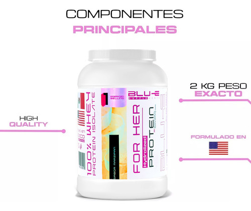 Proteína For Her Whey Hidrolizada Isolate Blu-e 2 Kg Mazapan
