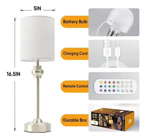 Lámparas De Mesa Led Inalámbricas Con Control Remoto, 1 P.