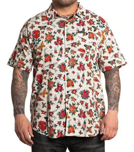 Camisa Sullen Clothing Butterflies And Roses Woven Importada