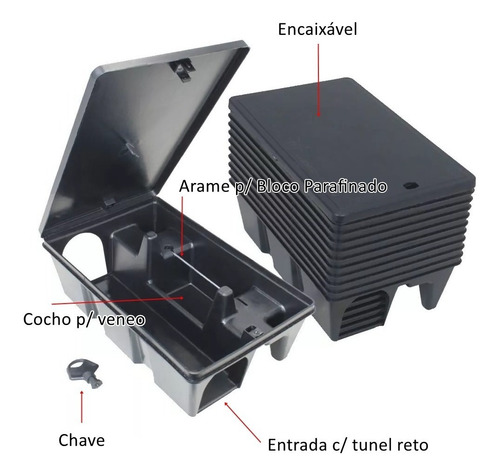 Armadilha Ratox Iv Para Colocar Raticida - 8 Porta Iscas