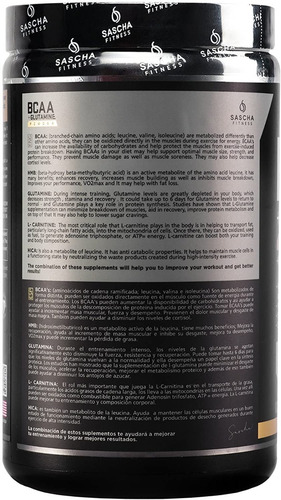 Imagen 5 de 9 de Bcaa Sascha Fitness + Glutamina + L-carnitina Aminoácido