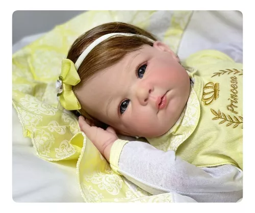 Bebe Reborn Menina Realista Toma Banho Cabelo Fio A Fio