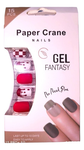 Uñas Postizas Press On Gel Fantasy Rojo Combinadas