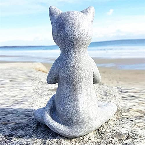 Eatingbiting 4.7 Estatua De Gato De Meditación Yoga Gato Dec