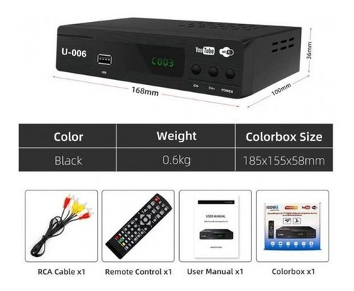 Decodificador Digital Isdbt Sintonizador Tda Full Hd + Av