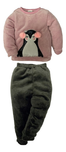 Conjunto Pijama Para Niña Pingüino 