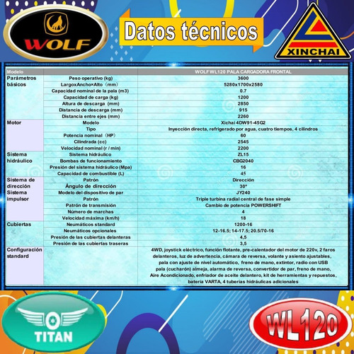 Imagen 14 de 15 de Pala Cargadora Frontal Wolf We120 0hs