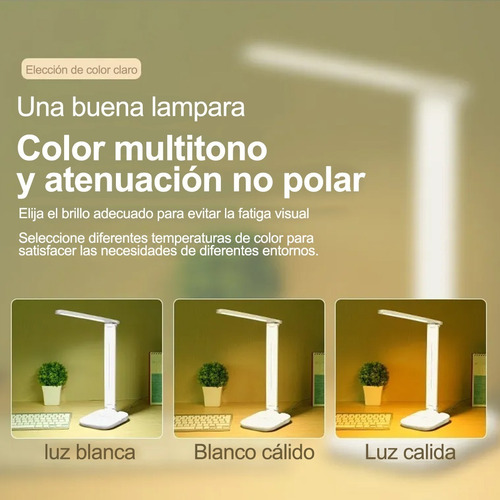 Imagen 3 de 9 de Lámpara Led De Lectura Para Escritorio, Recargable Usb