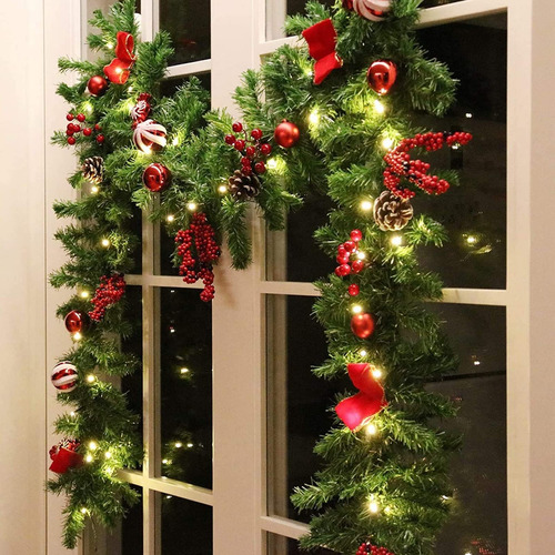 Guirnalda Decorativa Para Navidad Con Luces Y Piñas De Pino