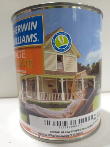 Pintura Esmalte Brillante Blanco Sherwin Williams 1/4  Galón