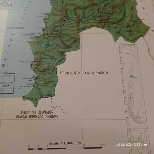 Mapa Región De Aconcagua 34x25cm. Imp. 1976 (Usado)