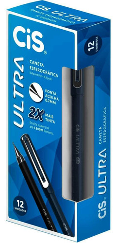 Caneta Esferográfica Cis Ultra 0.7mm Azul 12 Unidades