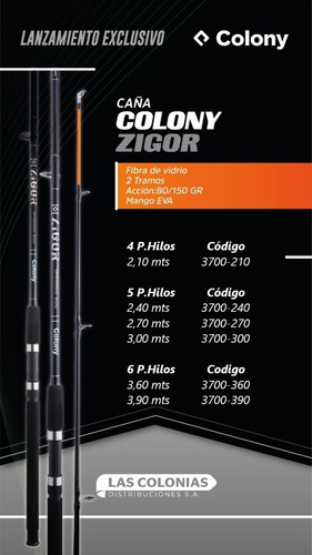 Caña Colony Zigor 2,70 2 Tr Fibra P/reel Frontal