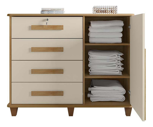 Cômoda Sapateira 120cm 4 Gav Quarto Grécia Rv Cinamomo/off