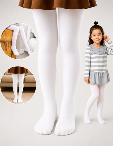 Meia Calça Infantil Inverno Forrada Branca Fio 60 1/14 Anos