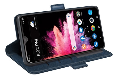Funda De Piel Tpu Con Tapa Horizontal Azul Oscuro Para Tcl 3