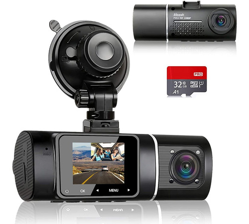 Dash Cam Abask, Dash Cam Frontal E Interior Con Tarjeta Sd .