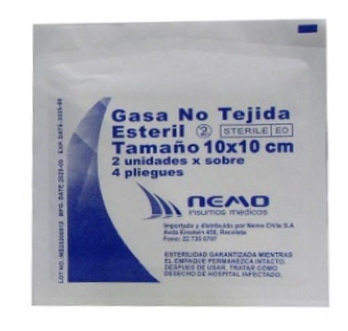 Gasa No Tejida Estéril 10 X 10 - Pack De 10 Sobres