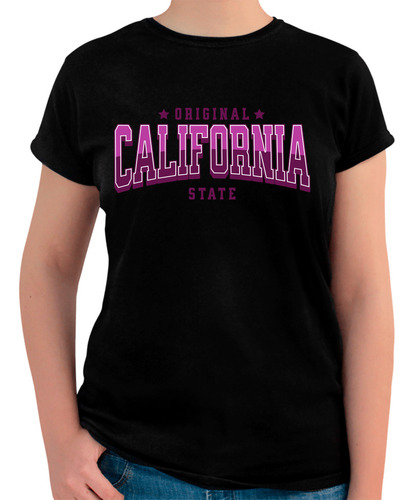 Playera Diseño California State - Letras Estilo Casual