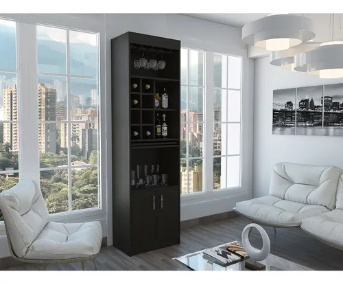 Mueble Bar Syrah, Wengue Y Negro