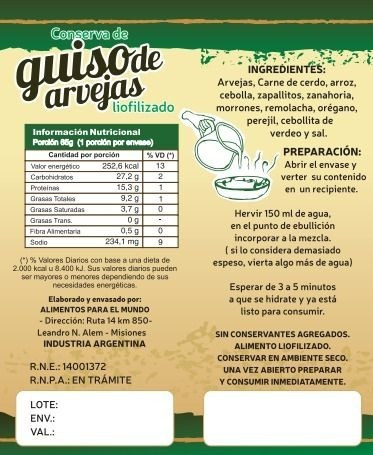 Comida Liofilizada Mi Menu Racion De Montaña